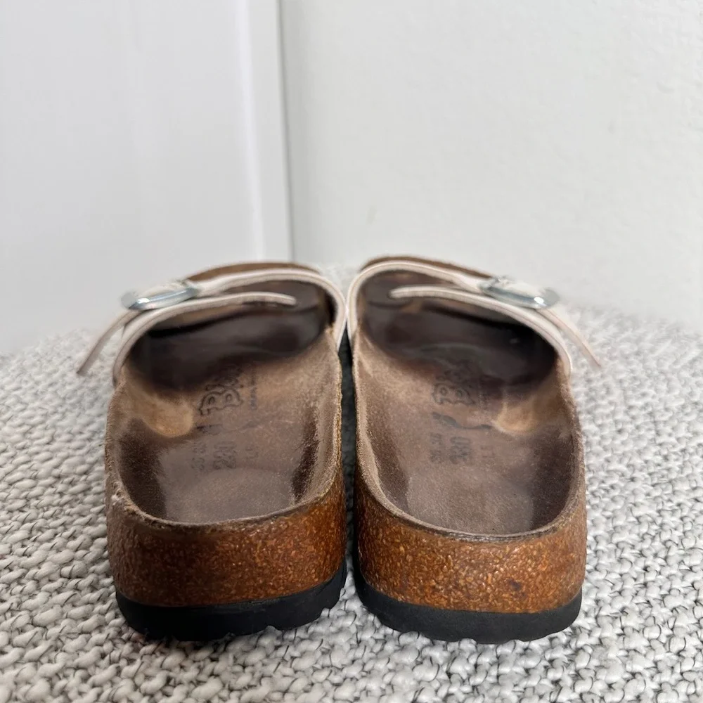 Birkenstock Birki's Madrid White Single Strap Buckle Slide Sandals Kids 36 4 4.5
